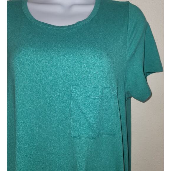 LulaRoe Green Marled Hi Low Midi A-Line Dress Medium Short Sleeves Soft - Picture 6 of 6